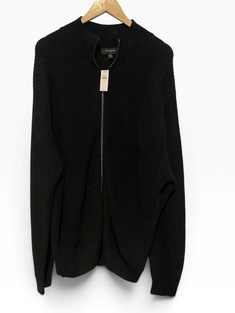 NEW BANANA REPUBLIC BLACK FULL ZIP CARDIGAN SWEATER SZ XXL